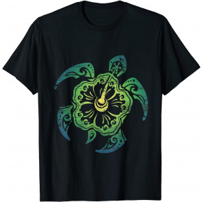 Sea Animal Lover Gift Idea Tropic Flower Turtle T-Shirt