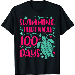 Sea Turtle 100 Days Of School For Girls And Teachers T-Shirt