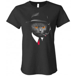 Secret Agent CAT - Spy Kitty Kitten - Ladies Cotton T-Shirt