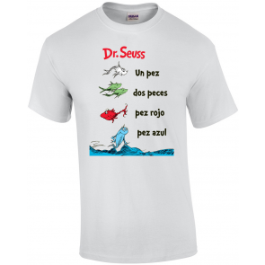 Dr. Seuss Book Spanish One Fish Two Fish Un Pez Dos Peces Light Blue T-Shirt