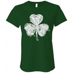 Shamrock Distressed - Irish Ireland St Paddys Day - Ladies Cotton T-Shirt