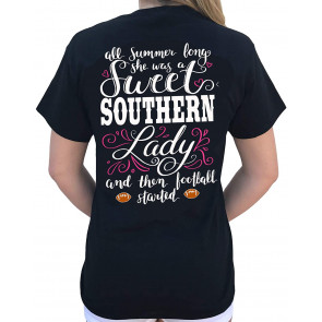 She Was A Sweet Southern Lady Until Football Season Started Womens T-Shirt
