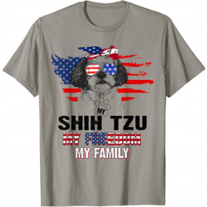 Shih Tzu American Flag Patriotic Dog Lover T-Shirt