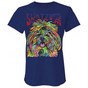 Shih TZU LUV - Dean Russo Dog Modern Art - Ladies Cotton T-Shirt
