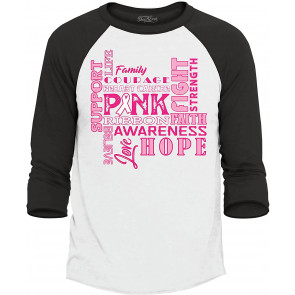 Shop4ever Support Pink Ribbon Breast Cancer Awareness Faith Fight Hope Baseball T-Shirt
