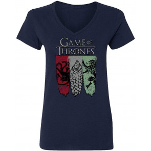 Sigil Banner Of Thrones Stark Lannister Womens Vneck T-Shirt
