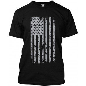 Silver American Flag - USA Patriotic Freedom Men's T-Shirt