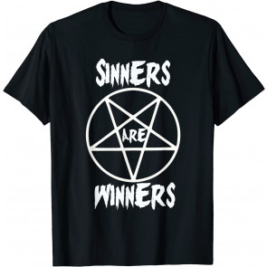 Sinners Are Winners Pentagram Black Metal Fans, Halloween T-Shirt