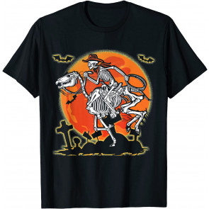 Skeleton Horse Cowboy Riding Halloween Costume T-Shirt