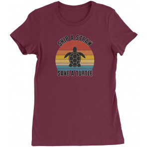 Skip A Straw Save A Turtle Vsco Womens T-Shirt
