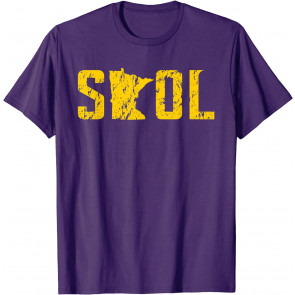 SKOL Helmet Distressed Viking Vintage Purple And Yellow T-Shirt