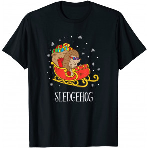 Sledgehog Christmas Hedgehog Sleigh Pet Animal Lover Costume T-Shirt
