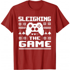 Sleighing The Game Christmas Gamer Video Game T-Shirt