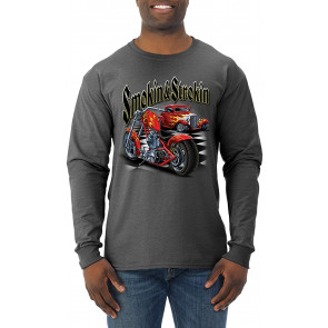 Smokin & Strokin Vintage Red Hot Rod And Motorcyle Cars And Trucks T-Shirt