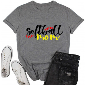 Softball Mom Letter Print T-Shirt