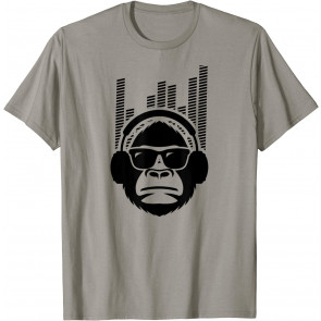 Solid Jammin Monkey Rockin Headphones Shades T-Shirt