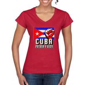 SOS Cuba Patria Y Vida Political Women's Standard V-Neck T-Shirt