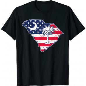 South Carolina American Flag 4th Of July Patriotic Vintage T-Shirt