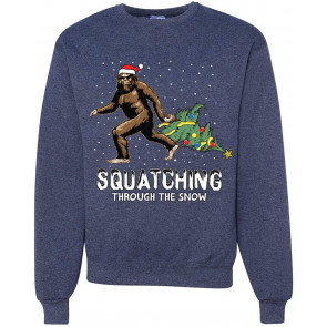 Squatching Through The Snow Bigfoot Christmas T-Shirt