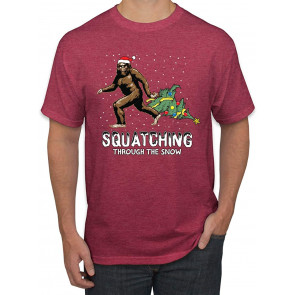 Squatching Through The Snow Bigfoot Christmas T-Shirt