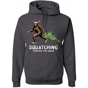 Squatching Through The Snow Bigfoot Christmas T-Shirt