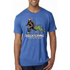 Squatching Through The Snow Bigfoot Christmas T-Shirt