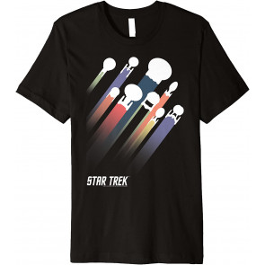 Star Trek Federation Ships Rainbow Stripe T-Shirt