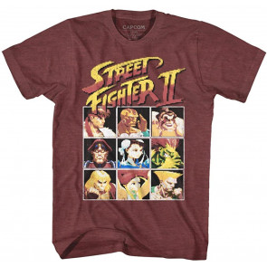 Street Fighter 8Bit Vintage Maroon T-Shirt