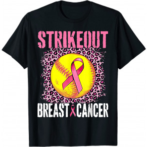Strike Out Breast Cancer Awareness Leopard Softball Fighters T-Shirt