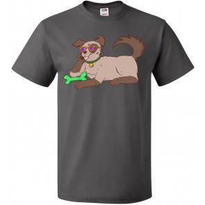 Summer Dog In Glasses With Green Bone T-Shirt