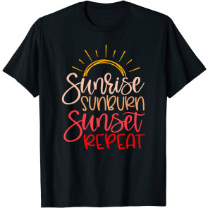 Summer Vacation Beach Gifts Sunrise Sunburn Sunset Repeat T-Shirt