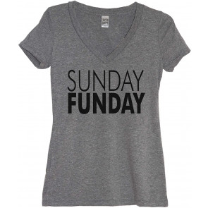 Sunday Funday Football Game Time Day Moms Weekend Casual V Neck T-Shirt