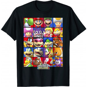 Super Mario Bros U Deluxe Character Selection Panel Grid T-Shirt