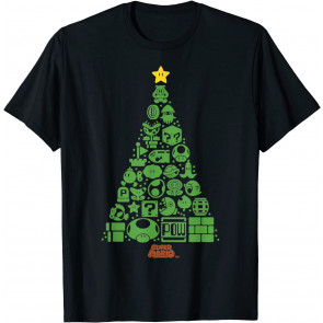 Super Mario Item Characters Christmas Tree T-Shirt
