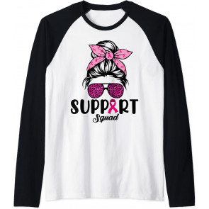 Support Squad Messy Bun Leopard Pink T-Shirt