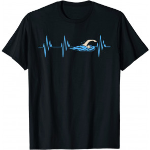 Swimmer Heartbeat Fun Swimming Swim Coach Men Women T-Shirt