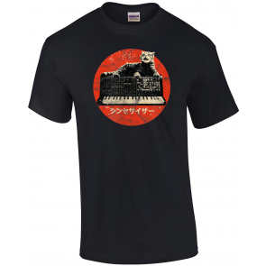 Vintage Synth & Cat - Analog Synthesizer Nerd T-Shirt