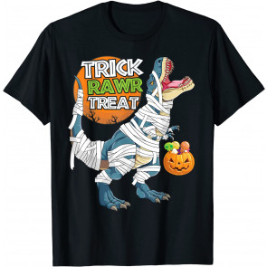 T Rex Mummy Trick Or Treat Boys Kids Halloween T-Shirt