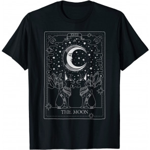 Tarot Card Crescent Moon And Sphynx Cat Occult Halloween T-Shirt