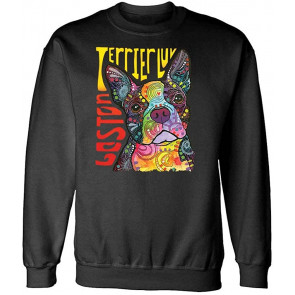 Terrier LUV - Boston Dean Russo Dog Modern Art - Fleece Sweat T-Shirt