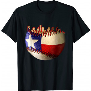 Texas Flag Baseball Game Apparel Gift Houston Skyline Gift T-Shirt