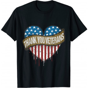 Thank You Veterans Day American Flag Heart Military Army T-Shirt