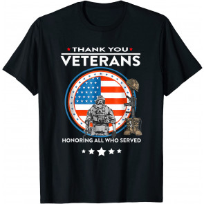 Thank You Veterans Honoring Those Who Served Patriotic Flag T-Shirt