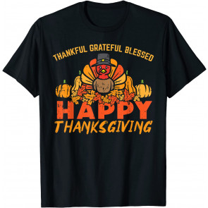 Thankful Grateful Blessed Happy Thanksgiving Turkey Women T-Shirt