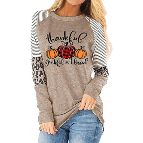 Thankful Greatful Blessed Pumpkin Baseball T-Shirt