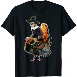 Thanksgiving Cat Pilgrim Costume Thanksgiving Turkey Gift T-Shirt