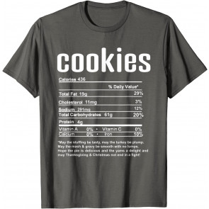 Thanksgiving Christmas Cookies Nutritional Facts T-Shirt