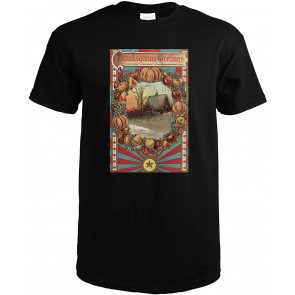 Thanksgiving Greetings, A Country Scene With Produce Border (Premium T-Shirt