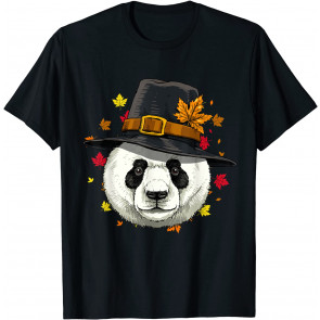 Thanksgiving Panda Pilgrim Costume Men Women T-Shirt