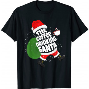 The Coffee Drinking Santa Christmas Coffee Santa Claus T-Shirt